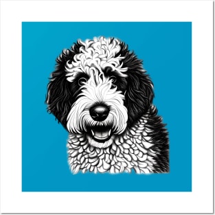 Sheepadoodle Dog Sketch Posters and Art